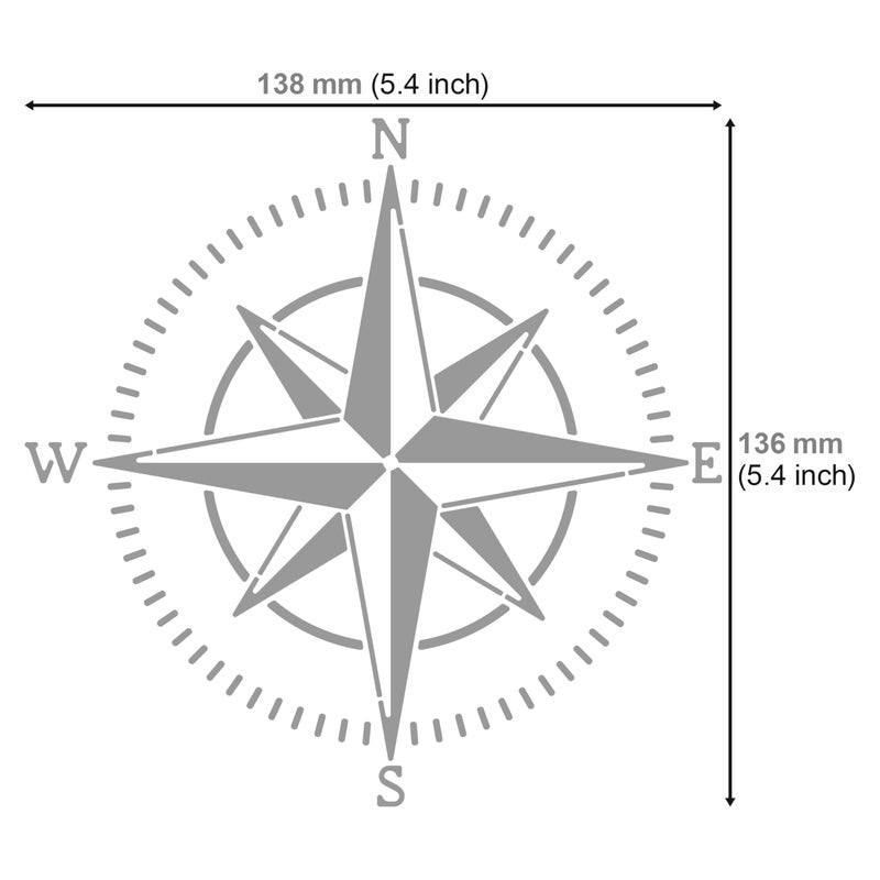 Aleks Melnyk No.72 Compass Rose Metal Stencil Small, Nautical Stencil for Painting on Wood, Stainless Steel Template Craft Wood Burning, Pyrography, Painting and Engraving, Patterns - Image 3
